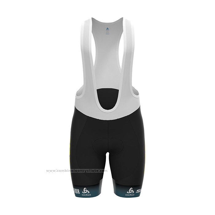 2022 Maillot Cyclisme Scott Sram Noir Bleu Manches Courtes et Cuissard